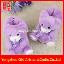 Сделано в Китае оптовая продажа плюшевые тапочки плюшевые фиолетовый плюшевый медведь тапочки